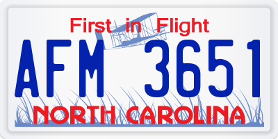NC license plate AFM3651
