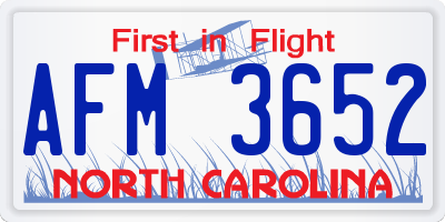 NC license plate AFM3652