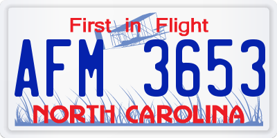 NC license plate AFM3653