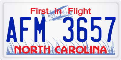NC license plate AFM3657