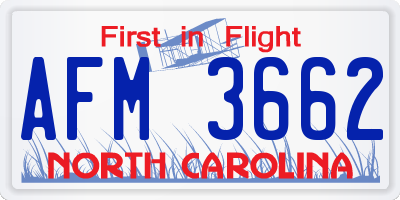 NC license plate AFM3662