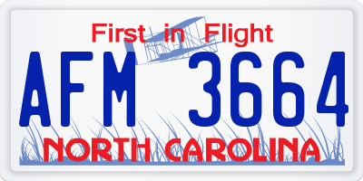 NC license plate AFM3664
