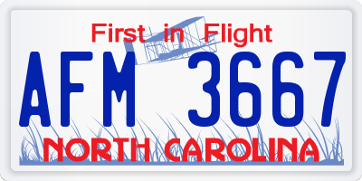 NC license plate AFM3667