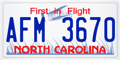 NC license plate AFM3670