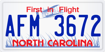 NC license plate AFM3672