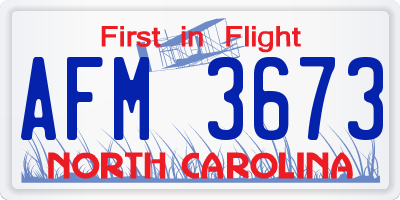 NC license plate AFM3673