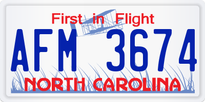 NC license plate AFM3674