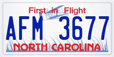 NC license plate AFM3677