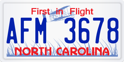 NC license plate AFM3678