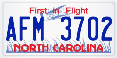 NC license plate AFM3702