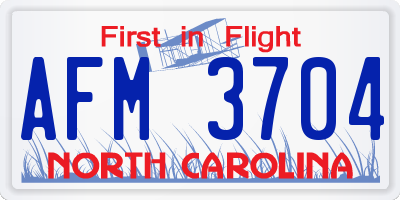 NC license plate AFM3704