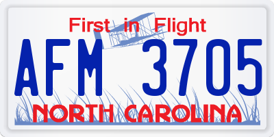 NC license plate AFM3705