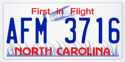NC license plate AFM3716