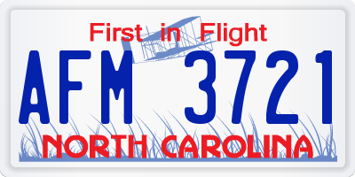 NC license plate AFM3721