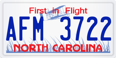 NC license plate AFM3722