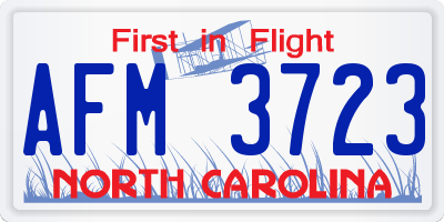 NC license plate AFM3723