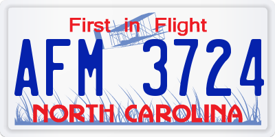 NC license plate AFM3724