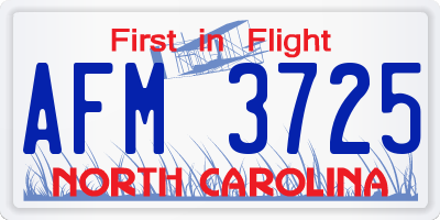 NC license plate AFM3725