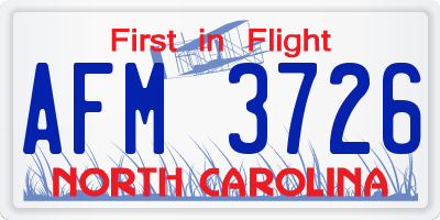 NC license plate AFM3726