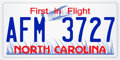 NC license plate AFM3727
