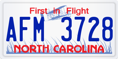 NC license plate AFM3728