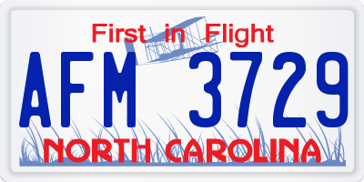 NC license plate AFM3729