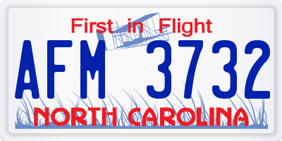 NC license plate AFM3732