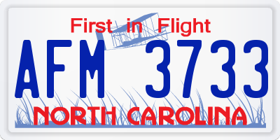 NC license plate AFM3733