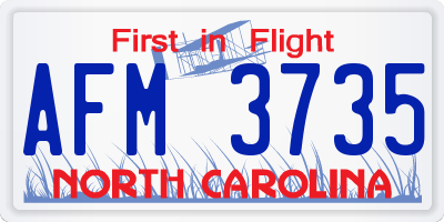 NC license plate AFM3735