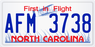 NC license plate AFM3738