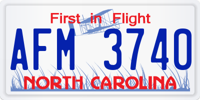 NC license plate AFM3740
