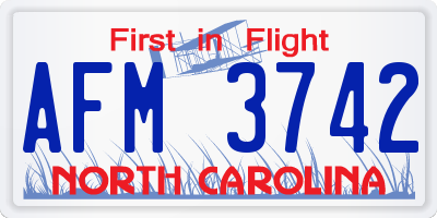 NC license plate AFM3742