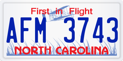 NC license plate AFM3743
