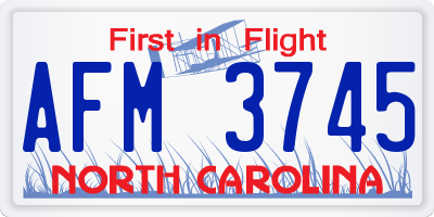 NC license plate AFM3745