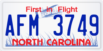 NC license plate AFM3749