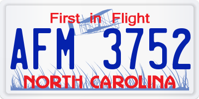 NC license plate AFM3752