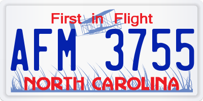 NC license plate AFM3755
