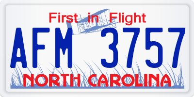 NC license plate AFM3757