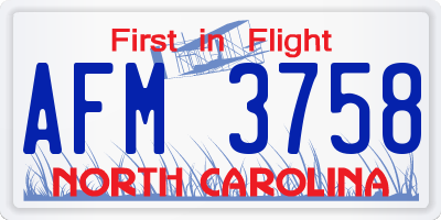 NC license plate AFM3758