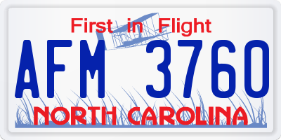 NC license plate AFM3760