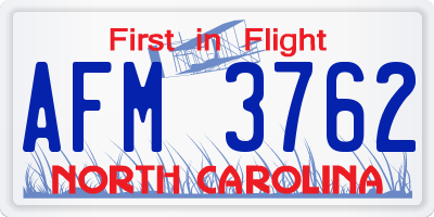 NC license plate AFM3762