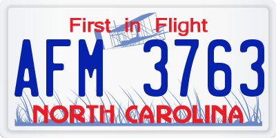 NC license plate AFM3763