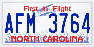 NC license plate AFM3764