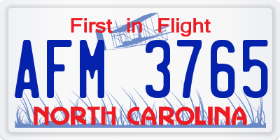 NC license plate AFM3765