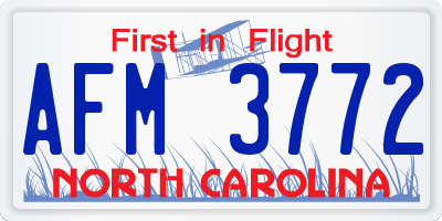 NC license plate AFM3772