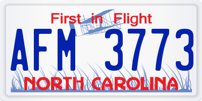 NC license plate AFM3773