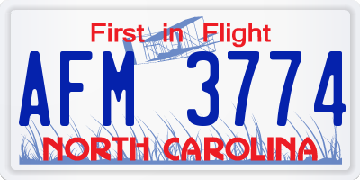 NC license plate AFM3774