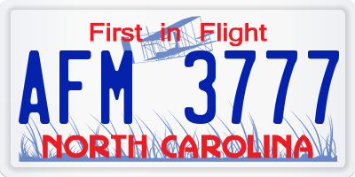 NC license plate AFM3777