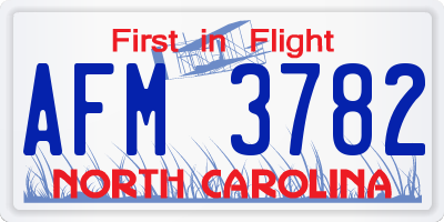NC license plate AFM3782