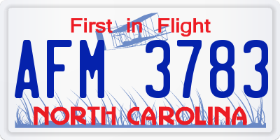 NC license plate AFM3783